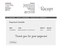 Web Application: DSO Example Receipt